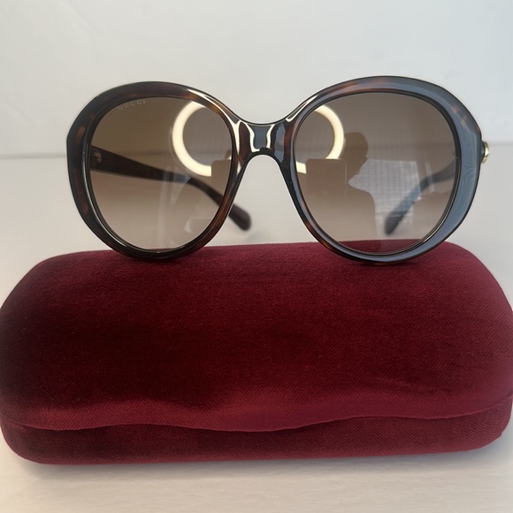 💯 - New Authentic - GUCCI Brown Gradient Oval Sunglasses GG0368S 002 55 - Picture 12 of 16